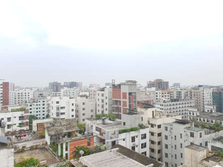 25-May-2022 Bashundhara residential area, Dhaka, Bangladesh.A drone footage of a building in Dhaka city, Bangladesh.のeditorial素材