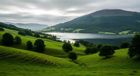 Panoramic view of the Lake District, Cumbria, Englandの素材