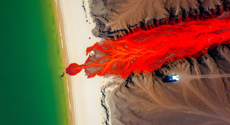 Aerial view of Baltic sea coast in Poland. 3d renderingの素材