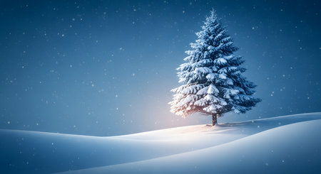 Christmas background with snowy fir trees and falling snow. 3d renderingの素材