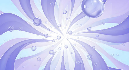 Abstract background with blue and purple petals and bubbles. Vector illustration.の素材
