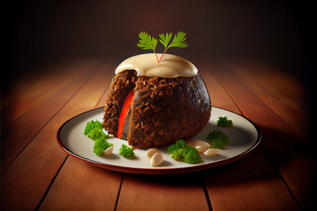 Nutritious European Cuisine Haggis food. Ai generativeの素材