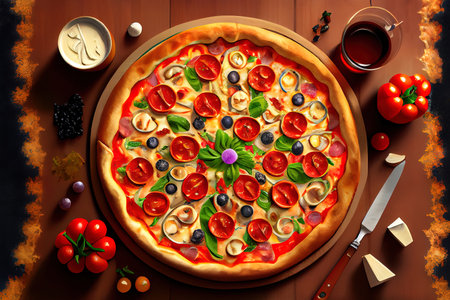 Special European Cuisine Pizza food. Ai generativeの素材