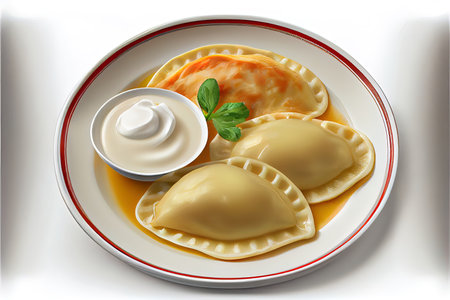 Homemade European Cuisine Pierogi food. Ai generativeの素材