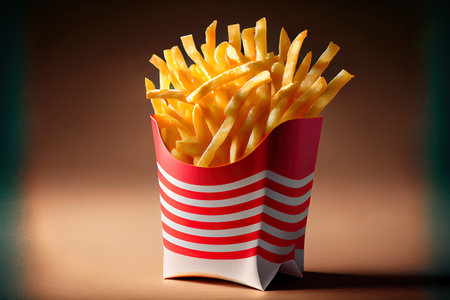 Front view fried potatoes tasty french fries inside plate on dark surface food meal dinner dish ingredients potato Ai generativeの素材