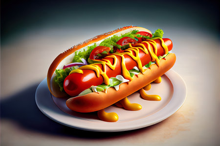 Homemade Hot Dogs food Ai generativeの素材