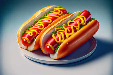 Hot dogs and vegetables on plate. Ai generativeの素材