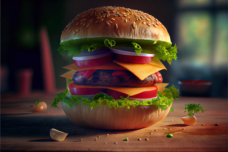 Burgers food. Ai Generated Imageの素材