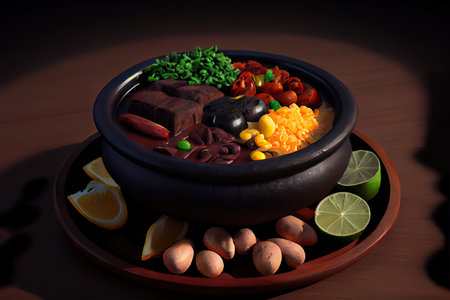 Close-up assortment with delicious brazilian meal. Ai generativeの素材
