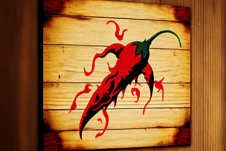Red Hot Chili Peppers on wooden Ai generativeの素材