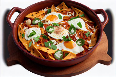Mexican nachos tortilla chips with black beans, guacamole, tomato and jalapeno Ai generativeの素材