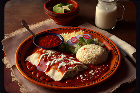 Healthy Mexican Enfrijoladas food Ai generativeの素材