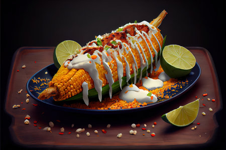 Vegetarian taco on plain background Ai generativeの素材