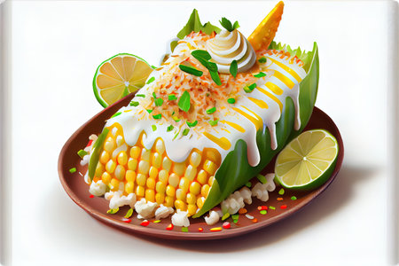 Vegetarian taco on plain background Ai generativeの素材