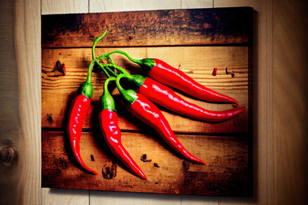 Red Hot Chili Peppers on wooden Ai generativeの素材