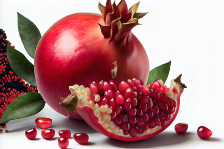pomegranate on white Ai generated imageの素材