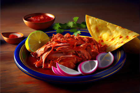 Ornamental plate above mexican food Ai generativeの素材