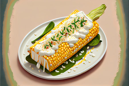 Delicious Mexican Elote food Ai generativeの素材