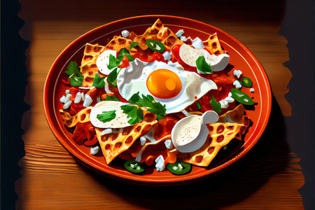 Mexican nachos tortilla chips with black beans, guacamole, tomato and jalapeno Ai generativeの素材