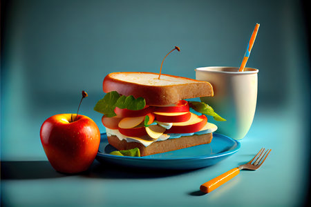 School breakfast Ai generated imageの素材
