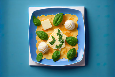 Ravioli pasta with mozzarella cheese Ai generated imageの素材