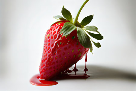 Fresh Rip strawberry on white Ai generated imageの素材