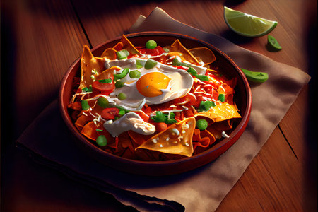 Healthy Mexican Chilaquiles food Ai generativeの素材