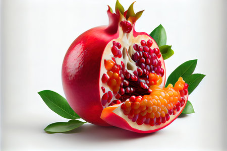 Very juicy pomegranate on white Ai generated imageの素材