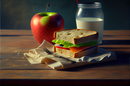 School breakfast Ai generated imageの素材