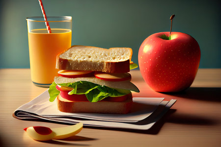 School breakfast Ai generated imageの素材