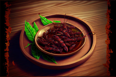 Nutritious Mexican Chapulines food Ai generativeの素材