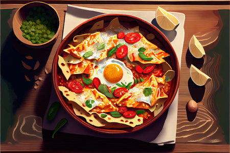 Healthy Mexican Chilaquiles food Ai generativeの素材