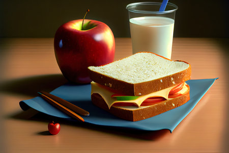 Super healthy School breakfast Ai generated imageの素材
