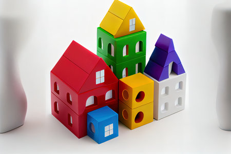 colorful building blocks on white Ai generativeの素材