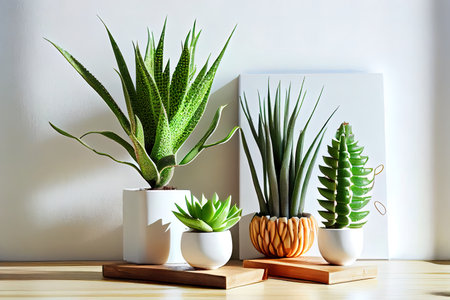 Different types of Aloe Home plant Succulent Ai generated imageの素材