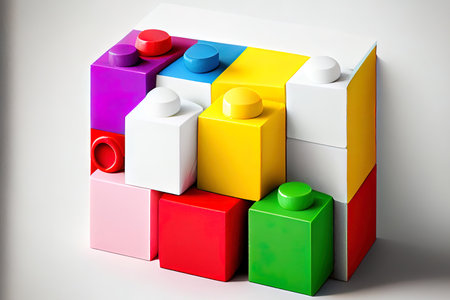 colorful building blocks on white Ai generativeの素材