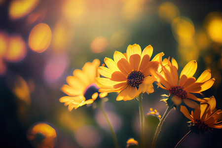 Yellow summer flowers Ai generated imageの素材