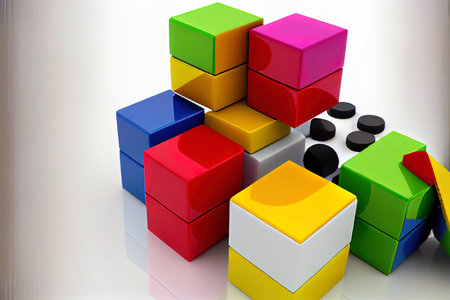 colorful building blocks on white Ai generativeの素材