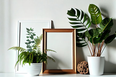 Different types of Home plants Mockup frame Ai generated imageの素材