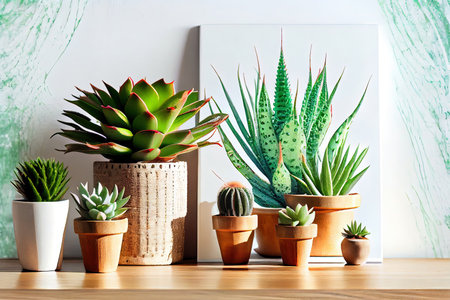 Different types of Aloe Home plant Succulent Ai generated imageの素材