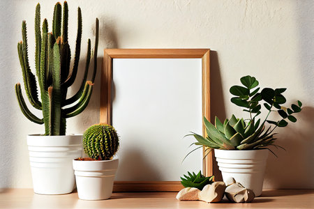 Different types of Home plants Mockup frame Ai generated imageの素材