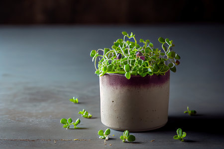 Nice Alfalfa Microgreens in ceramic Ai generated imageの素材