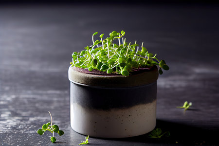 Nice Alfalfa Microgreens in ceramic Ai generated imageの素材