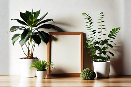 Beautiful Home plants Mockup frame Ai generated imageの素材