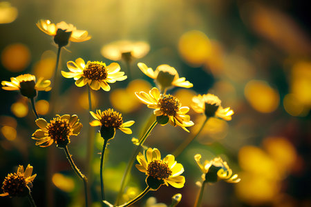 Yellow summer flowers Ai generated imageの素材