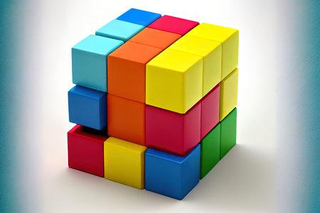 colorful building blocks on white Ai generativeの素材