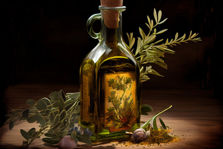 Natural Olive Oil with herbs Ai generativeの素材