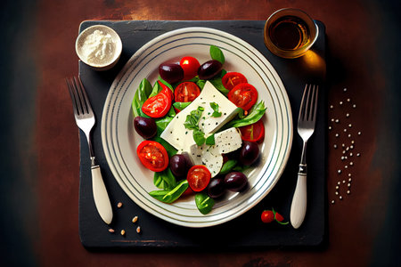 Fresh Served place setting Ai generativeの素材