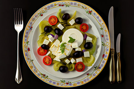Fresh Served place setting Ai generativeの素材