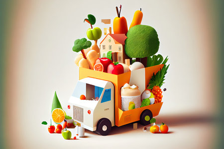 Special Delivery or grocery shopping healthy Ai generativeの素材